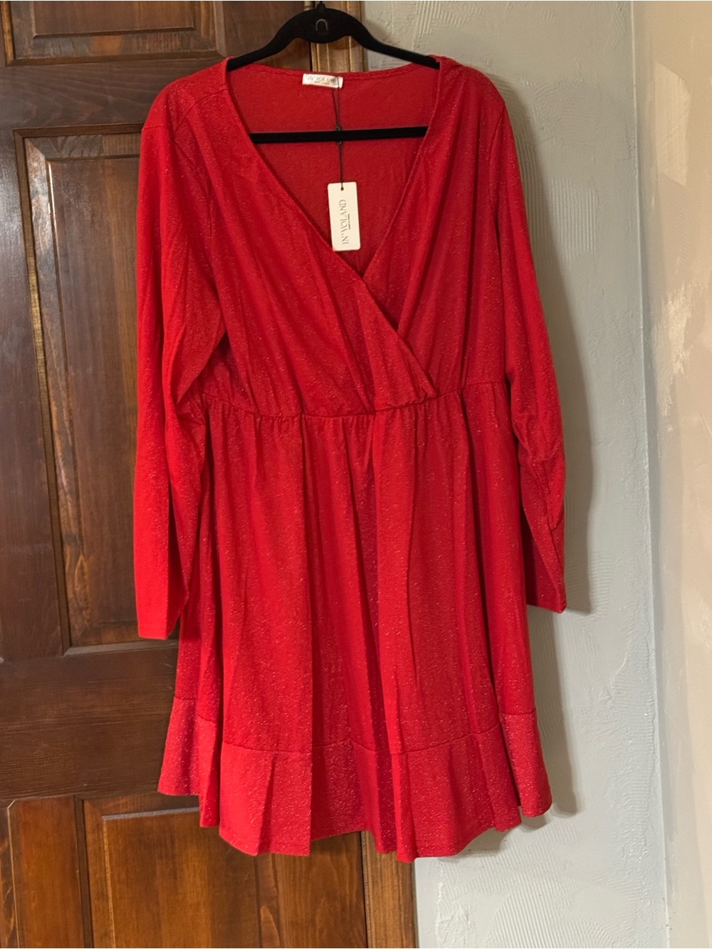 In’ Voland Red Sparkle Wrap Dress